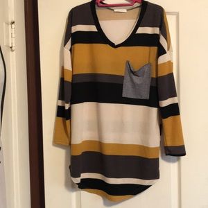 Multi Color Pocketed Sweater